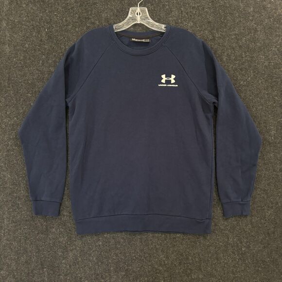 Under Armour Rival Soft Fleece Sweater Men's Medium Navy Blue ColdGear Pullover - Picture 1 of 8